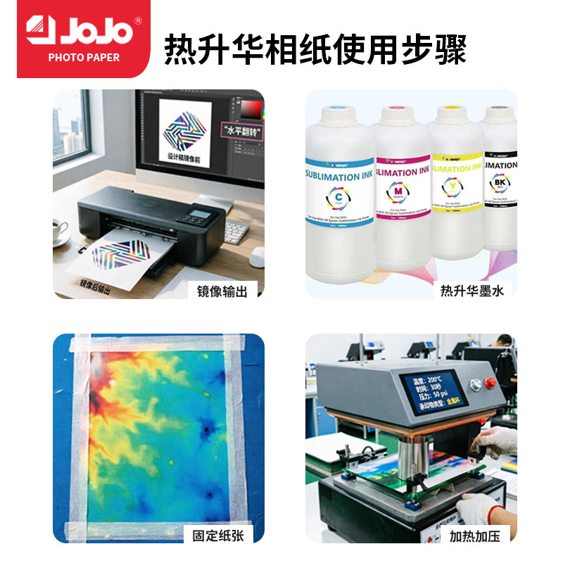 JOJO sublimation transfer Paper A4 100 sheets blue background printing transfer heat transfer pure cotton T-shirt heat sublimation Photocopying Special printing paper Specification image