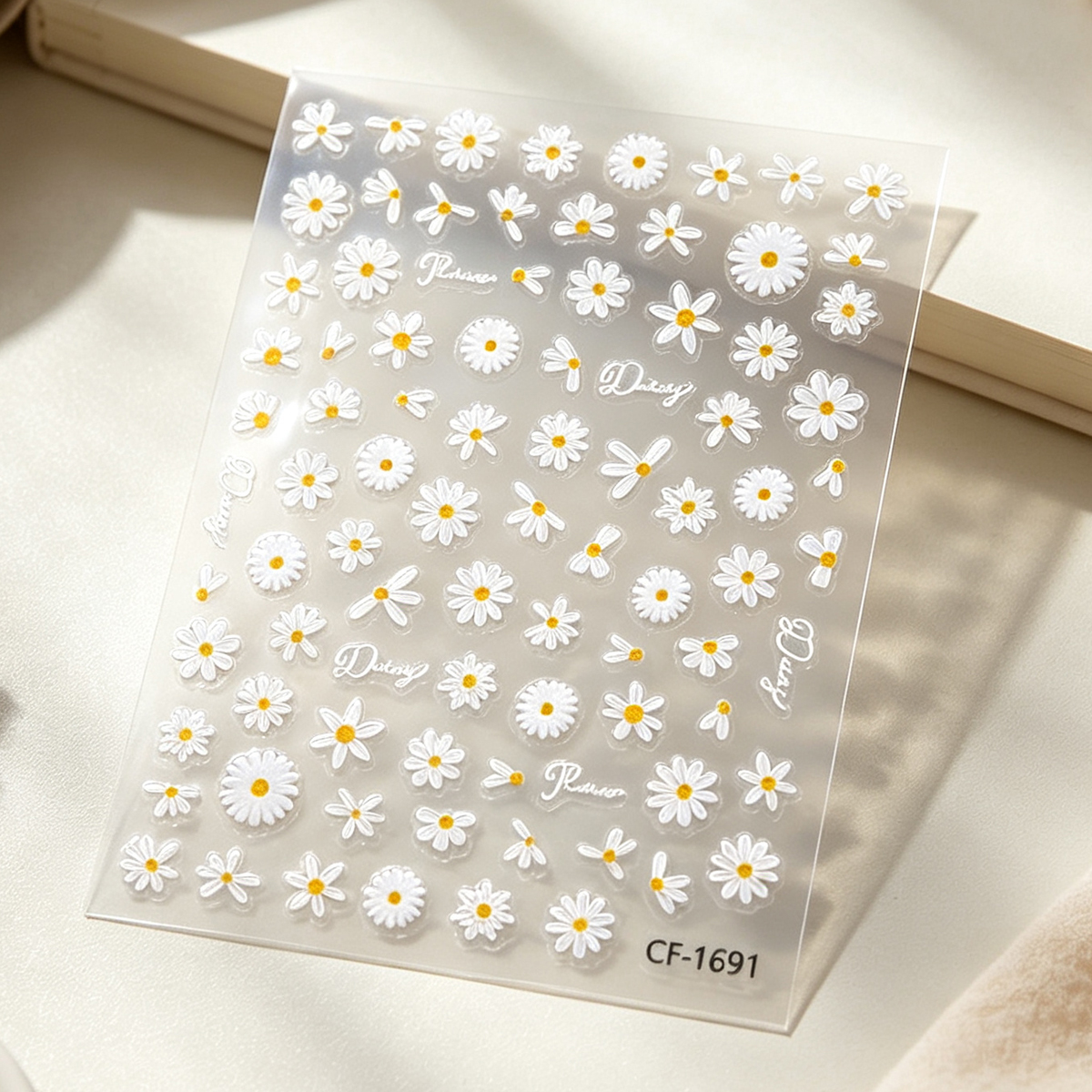 Primavera verano fresco tridimensional pintado a mano relieves pegatinas de uñas pequeñas margaritas adhesivo de espalda flores polivalentes decoración de uñas apliques Specification image
