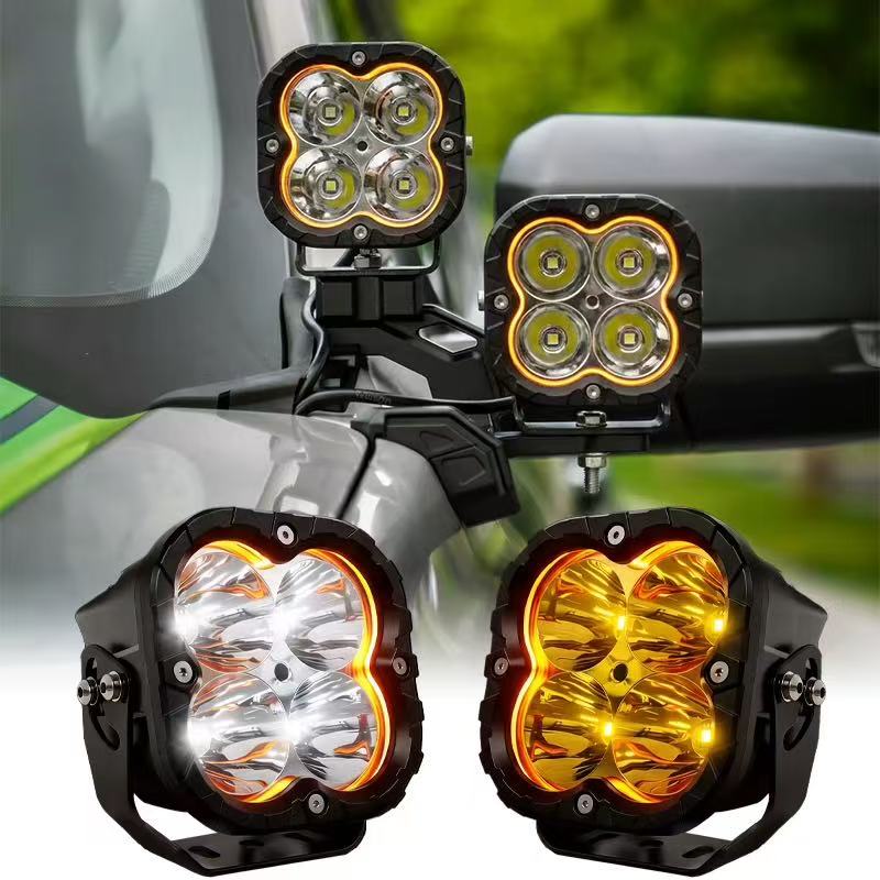 40W external high-intensity ultra-bright road RGB four-leaf clover spotlights for electric vehicles and motorcycles details Picture