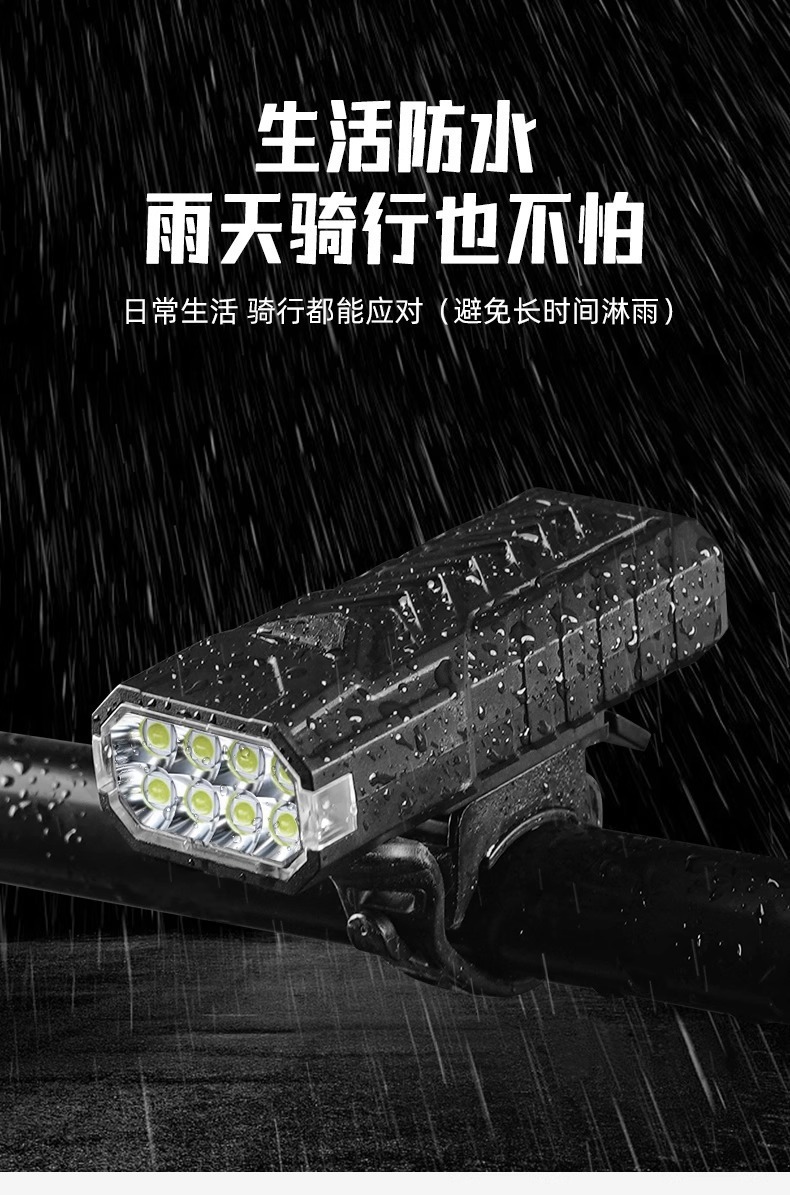 HJ-300(8led headlight) Bicycle headlight USB charging high-intensity light LED Bicycle headlight Night Mountain bike Lighting light flashlight pic 9