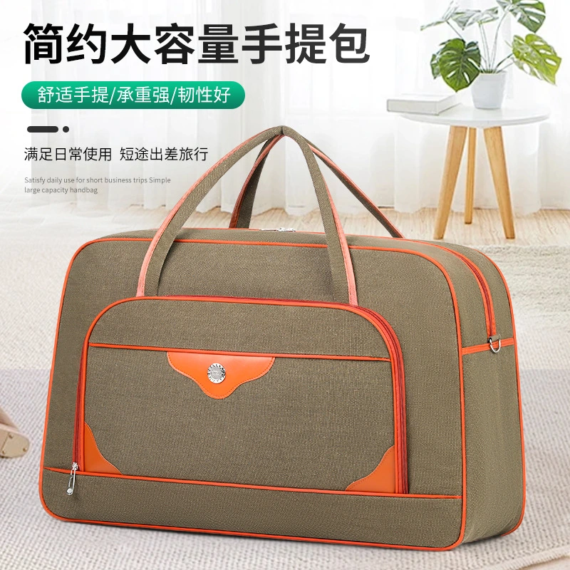 Encrypted canvas travel bag, large capacity, high-end feel, hand-held shoulder bag, long and short distance luggage bag for men and women in foreign trade, storage bag detail image 12