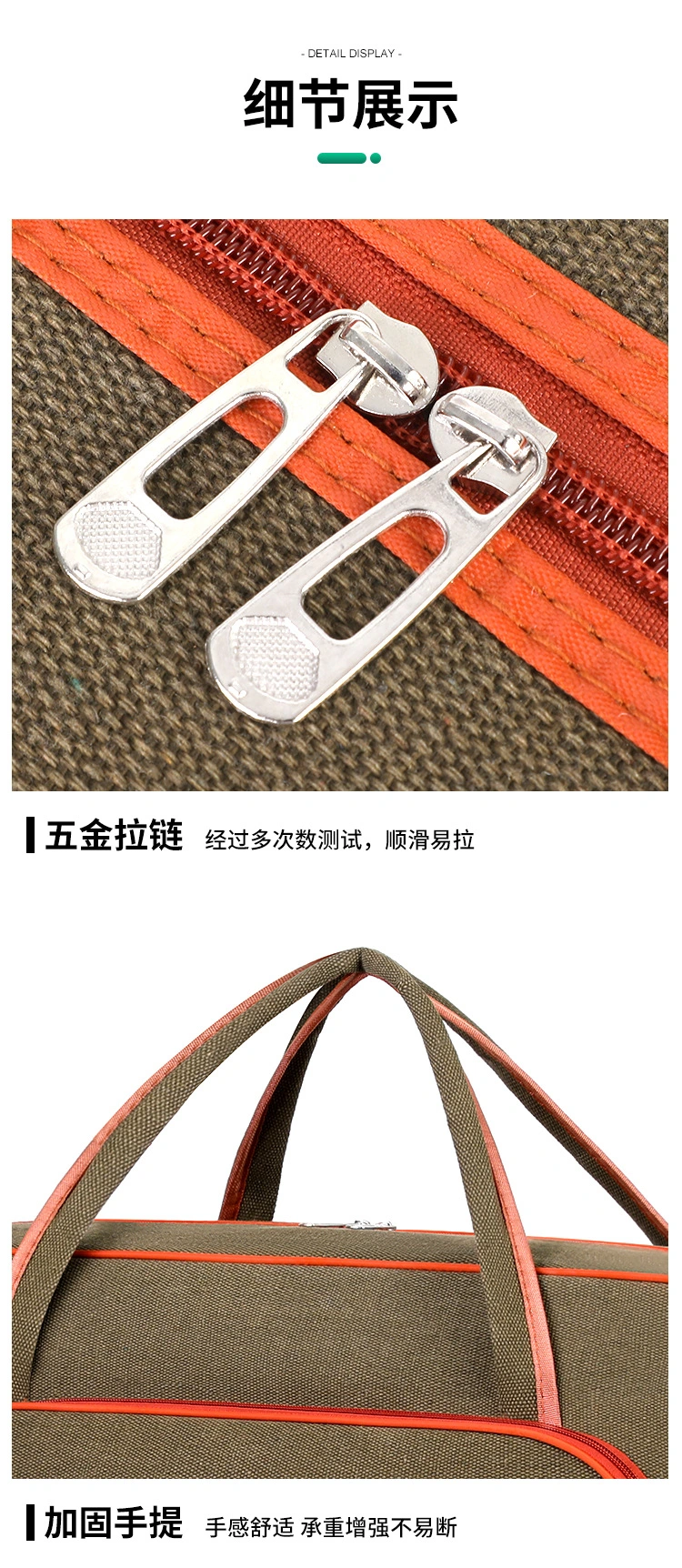 Encrypted canvas travel bag, large capacity, high-end feel, hand-held shoulder bag, long and short distance luggage bag for men and women in foreign trade, storage bag detail image 10
