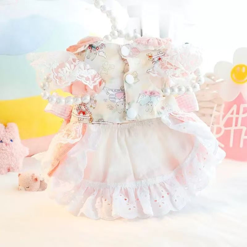 This sweet and beautiful checkered bow pet dress features an exquisite embroidered lace design that can be directly hung on a leash. It's a little dress for pets to wear Application Scenario