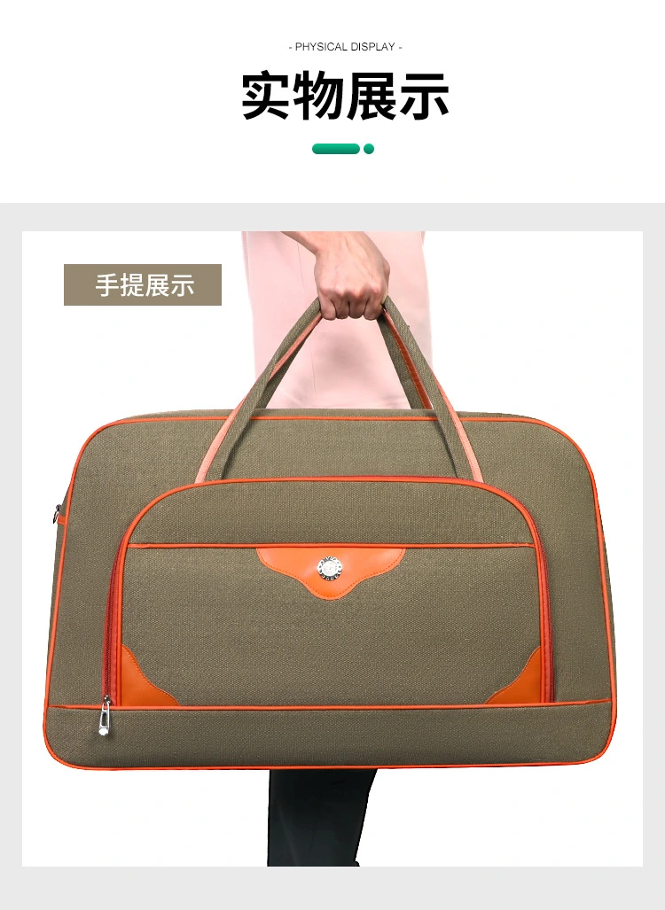 Encrypted canvas travel bag, large capacity, high-end feel, hand-held shoulder bag, long and short distance luggage bag for men and women in foreign trade, storage bag detail image 14
