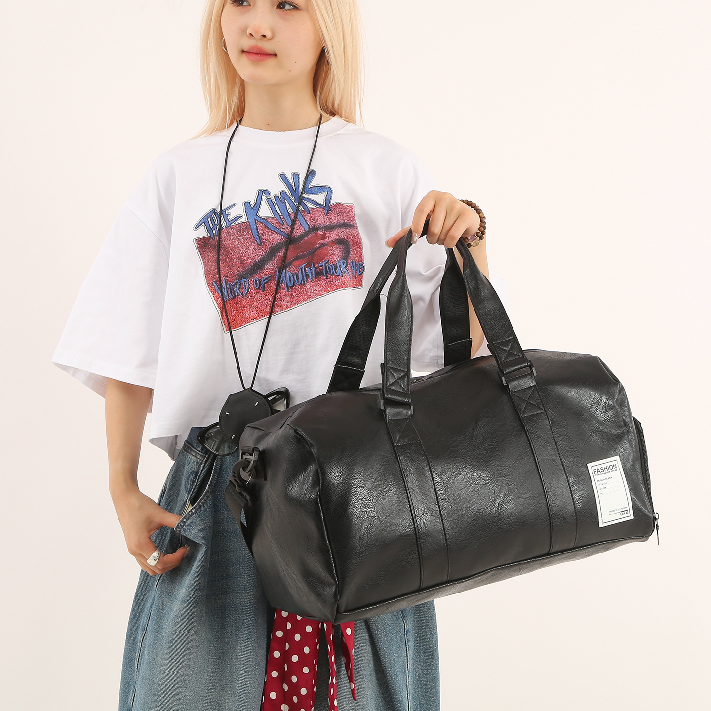 PU leather short-distance hand-held travel bags, luggage bags, sports bags, travel bags, large-capacity waterproof luggage bags Specification image