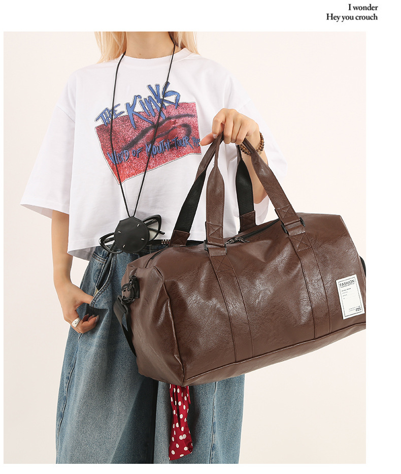 PU leather short-distance hand-held travel bags, luggage bags, sports bags, travel bags, large-capacity waterproof luggage bags detail image 10
