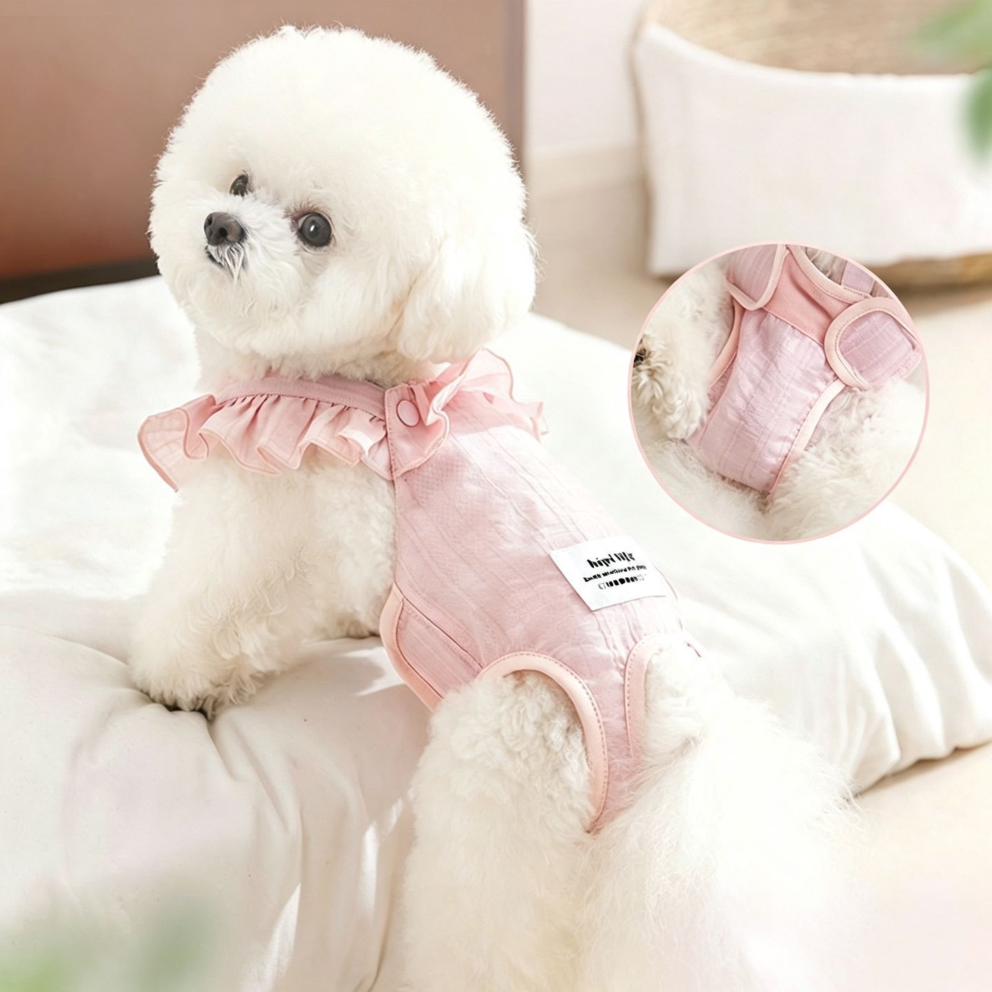 Tian Si Cool Pet Physiological Pants with lotus leaf flapping straps, breathable mesh crotch, anti-disturbance Pet hygiene pants during menstruation