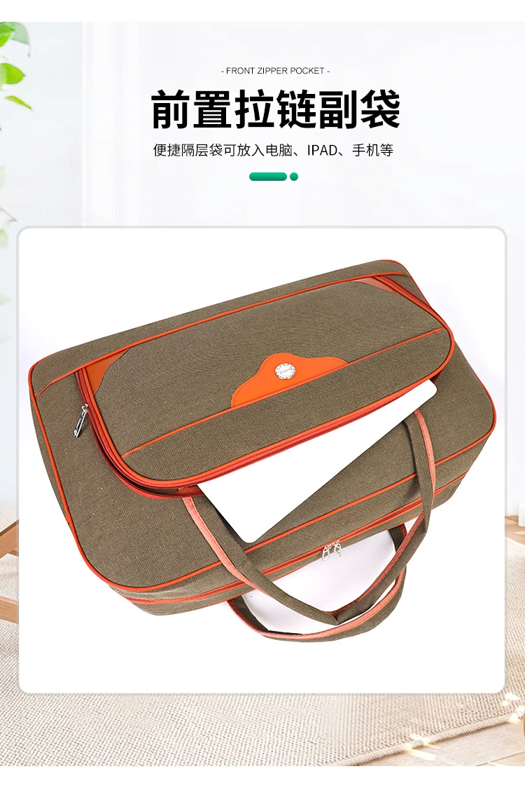 Encrypted canvas travel bag, large capacity, high-end feel, hand-held shoulder bag, long and short distance luggage bag for men and women in foreign trade, storage bag detail image 15