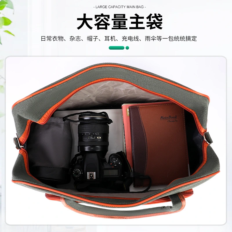 Encrypted canvas travel bag, large capacity, high-end feel, hand-held shoulder bag, long and short distance luggage bag for men and women in foreign trade, storage bag detail image 9