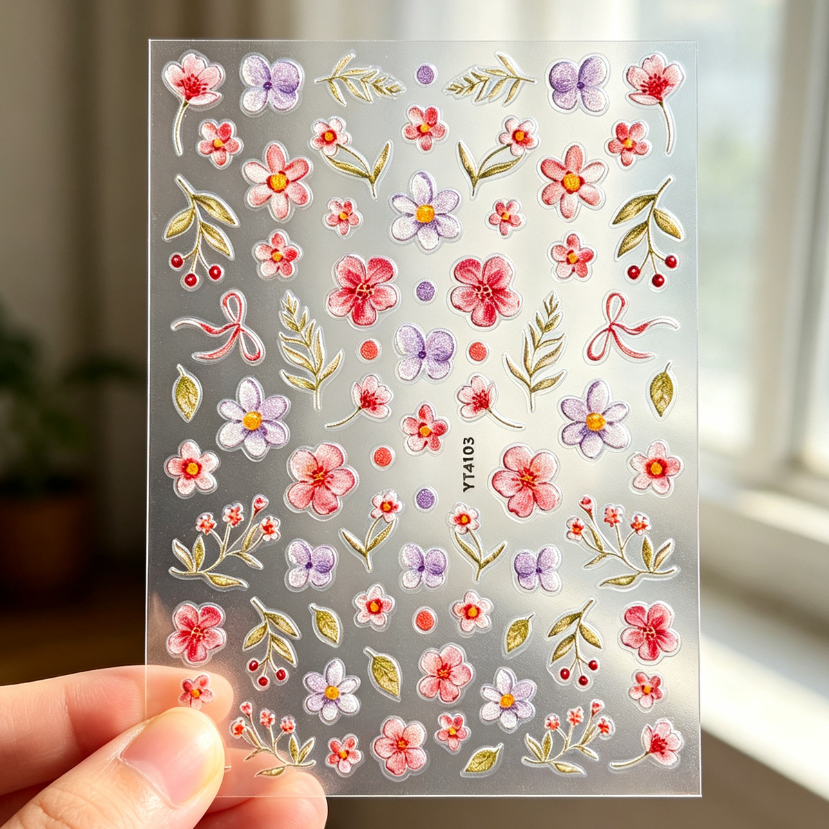 New 3d floral nail stickers Fairy Fashion series Flower and grass finger stickers Nail decoration stickers