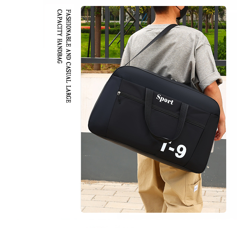 Large-capacity Oxford cloth short travel bag, thickened and durable business trip luggage bag, simple and casual swimming and fitness bag, men's storage bag detail image 3