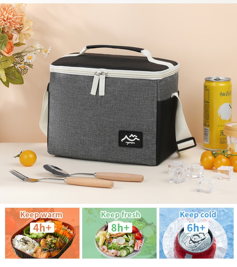 Best-selling color-blocking ice packs, crossbody insulated bags, outdoor camping food preservation and ice preservation bento bags, thick lunch box bags detail image 4