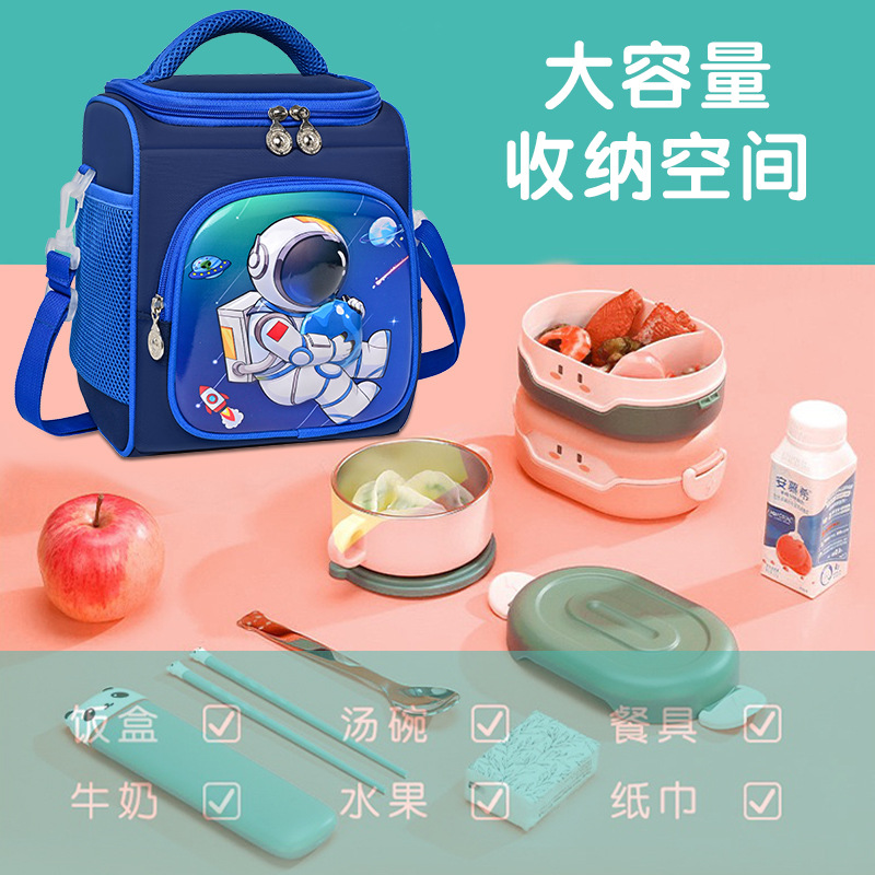Children's bento bags, large-capacity lunch bags, bento bags, office workers' lunch boxes, handbags, foreign trade primary school student meal bags detail image 2