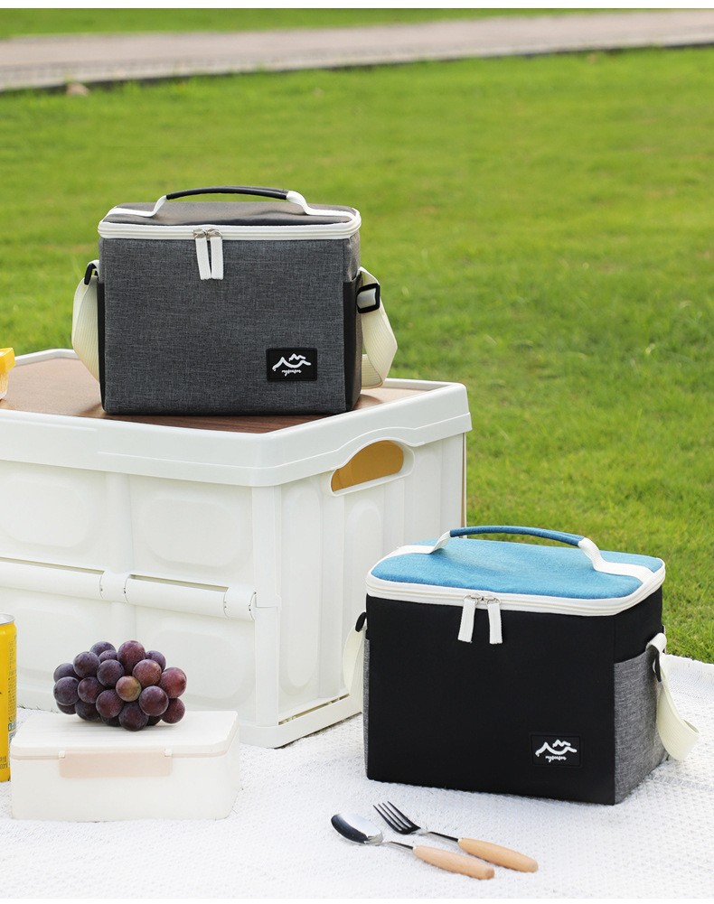 Best-selling color-blocking ice packs, crossbody insulated bags, outdoor camping food preservation and ice preservation bento bags, thick lunch box bags detail image 14