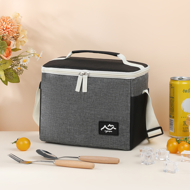 Best-selling color-blocking ice packs, crossbody insulated bags, outdoor camping food preservation and ice preservation bento bags, thick lunch box bags Item Picture