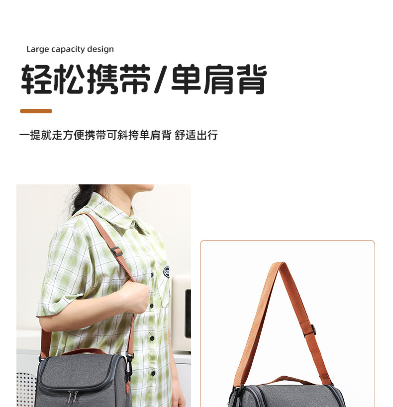 Large-capacity hand-held lunch bag, thickened aluminum foil long-lasting cold preservation lunch bag, crossbody lunch box, insulated bag detail image 4