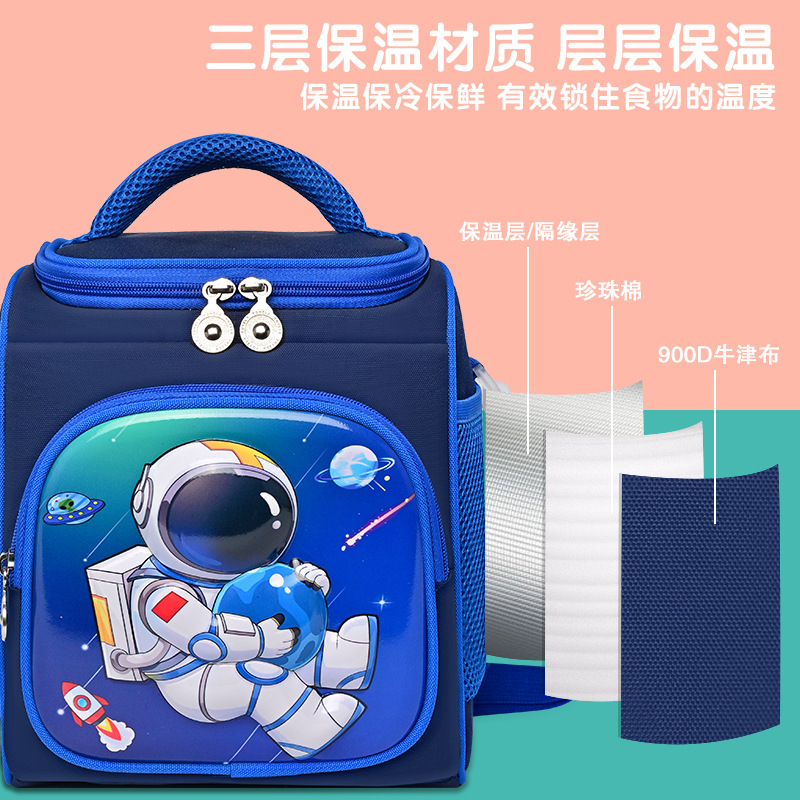 Children's bento bags, large-capacity lunch bags, bento bags, office workers' lunch boxes, handbags, foreign trade primary school student meal bags detail image 4