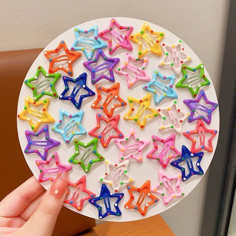 Star hair clips, dopamine color five-pointed star side hair clips, bb hair clips, children's small broken hair clips, baby hair clips, accessories