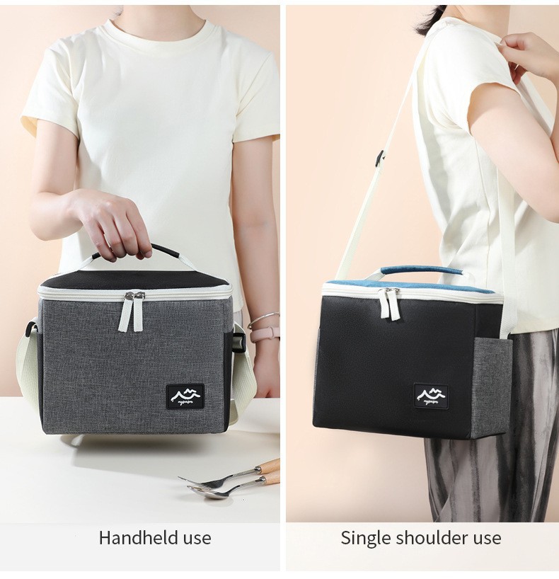Best-selling color-blocking ice packs, crossbody insulated bags, outdoor camping food preservation and ice preservation bento bags, thick lunch box bags detail image 2