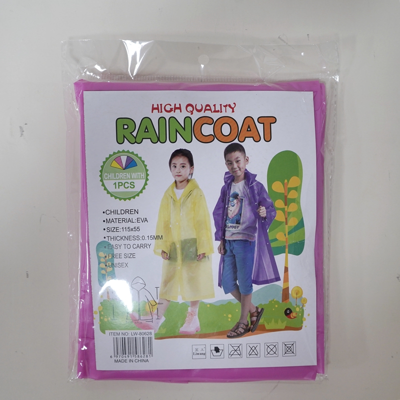 Li Wang Direct Sales children's button EVA raincoat is waterproof, windproof and convenient to carry outdoors in rainy days