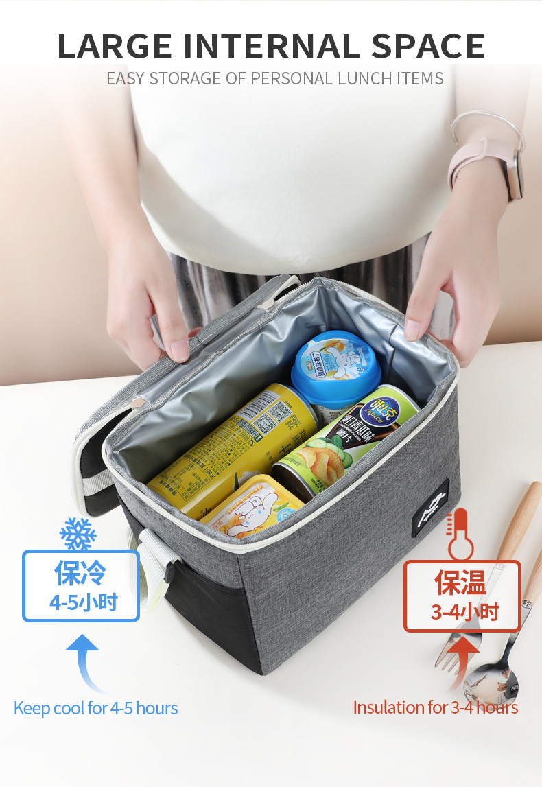 Best-selling color-blocking ice packs, crossbody insulated bags, outdoor camping food preservation and ice preservation bento bags, thick lunch box bags detail image 11