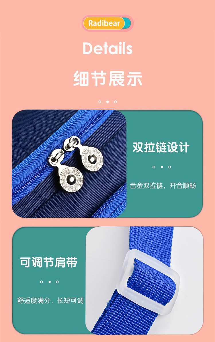 Children's bento bags, large-capacity lunch bags, bento bags, office workers' lunch boxes, handbags, foreign trade primary school student meal bags detail image 10