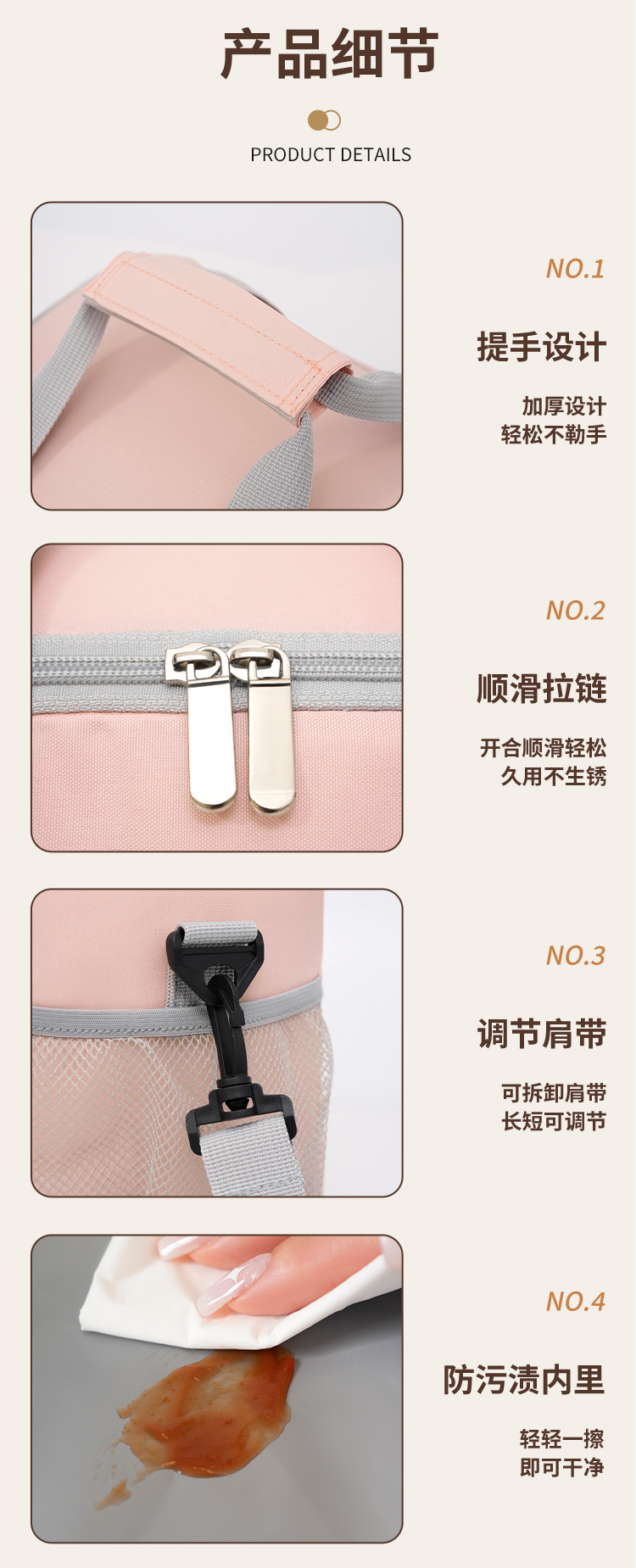New best-selling hand-held insulated bags, leak-proof ice packs, camping single-shoulder lunch boxes, picnic cold lunch packs detail image 5