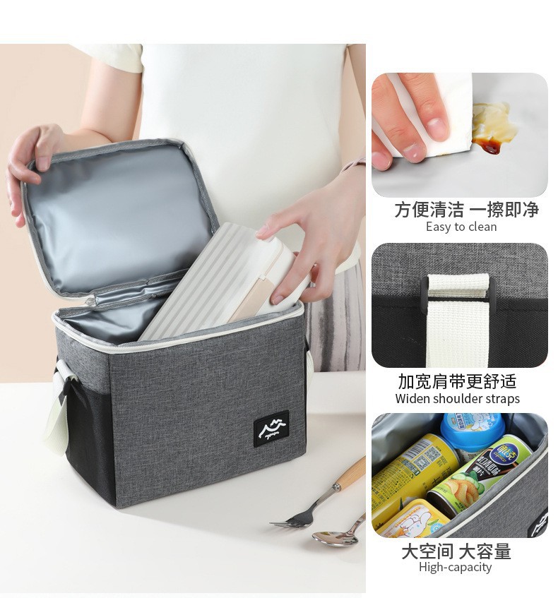 Best-selling color-blocking ice packs, crossbody insulated bags, outdoor camping food preservation and ice preservation bento bags, thick lunch box bags detail image 9
