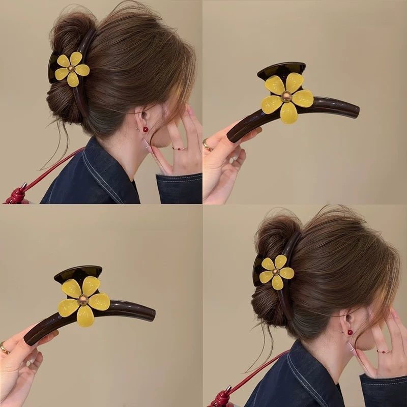 The little yellow flower in the story ~ Retro five-petal flower large Grabber, high-quality shark clip, hairpin 2026