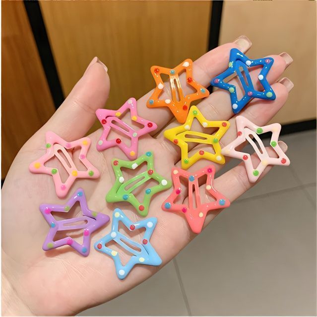 Star hair clips, dopamine color five-pointed star side hair clips, bb hair clips, children's small broken hair clips, baby hair clips, accessories Specification image