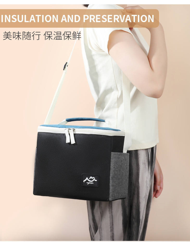 Best-selling color-blocking ice packs, crossbody insulated bags, outdoor camping food preservation and ice preservation bento bags, thick lunch box bags detail image 8