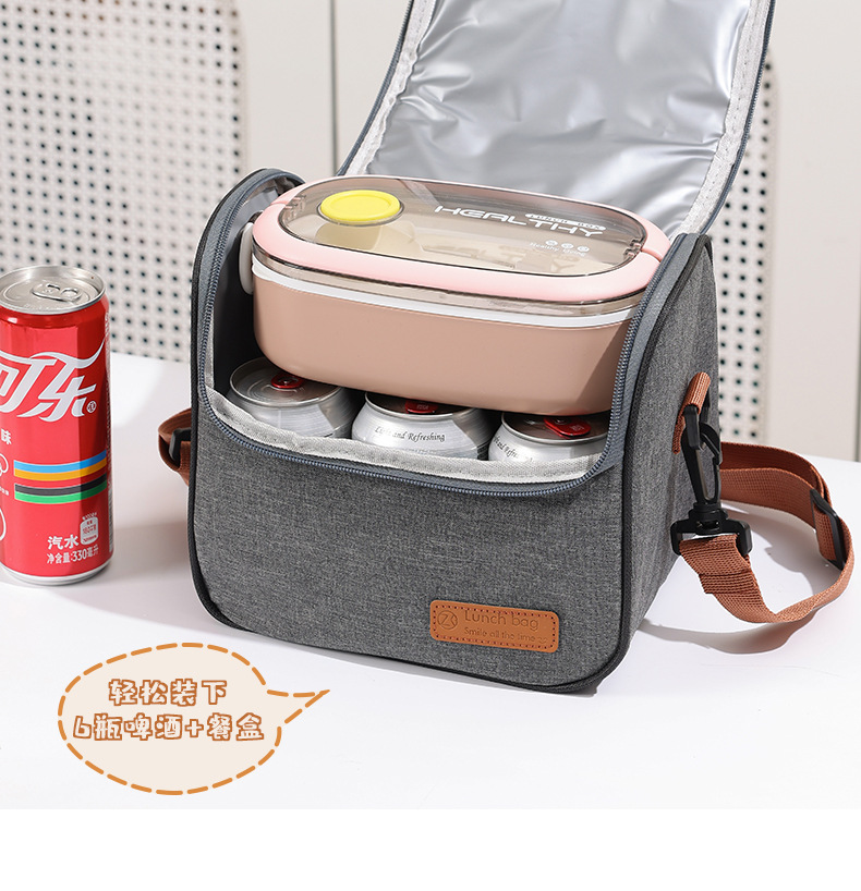 Large-capacity hand-held lunch bag, thickened aluminum foil long-lasting cold preservation lunch bag, crossbody lunch box, insulated bag detail image 3