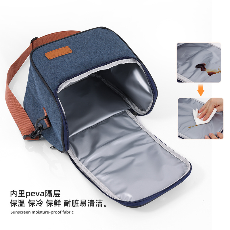 Large-capacity hand-held lunch bag, thickened aluminum foil long-lasting cold preservation lunch bag, crossbody lunch box, insulated bag detail image 6