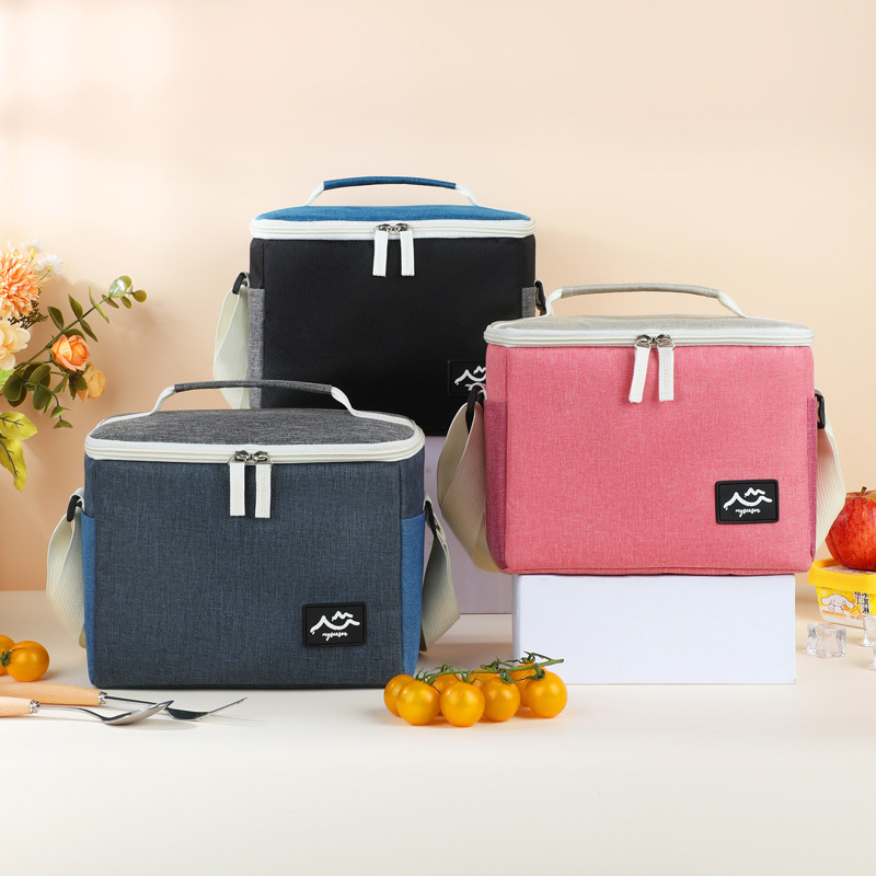 Best-selling color-blocking ice packs, crossbody insulated bags, outdoor camping food preservation and ice preservation bento bags, thick lunch box bags details Picture