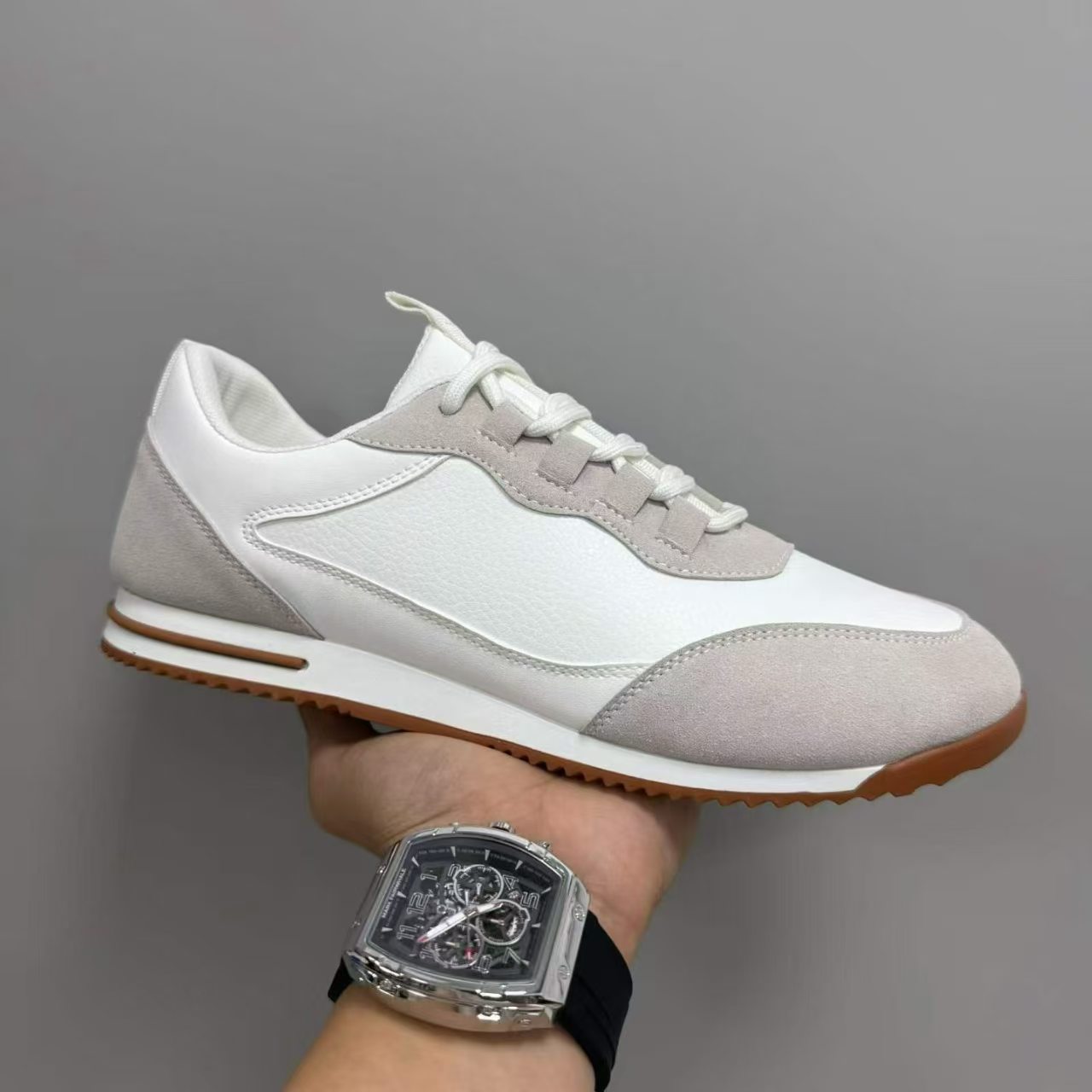 鞋子男夏季休闲/豆豆鞋男士/豆豆鞋/sneakers/乐福鞋男白底实物图