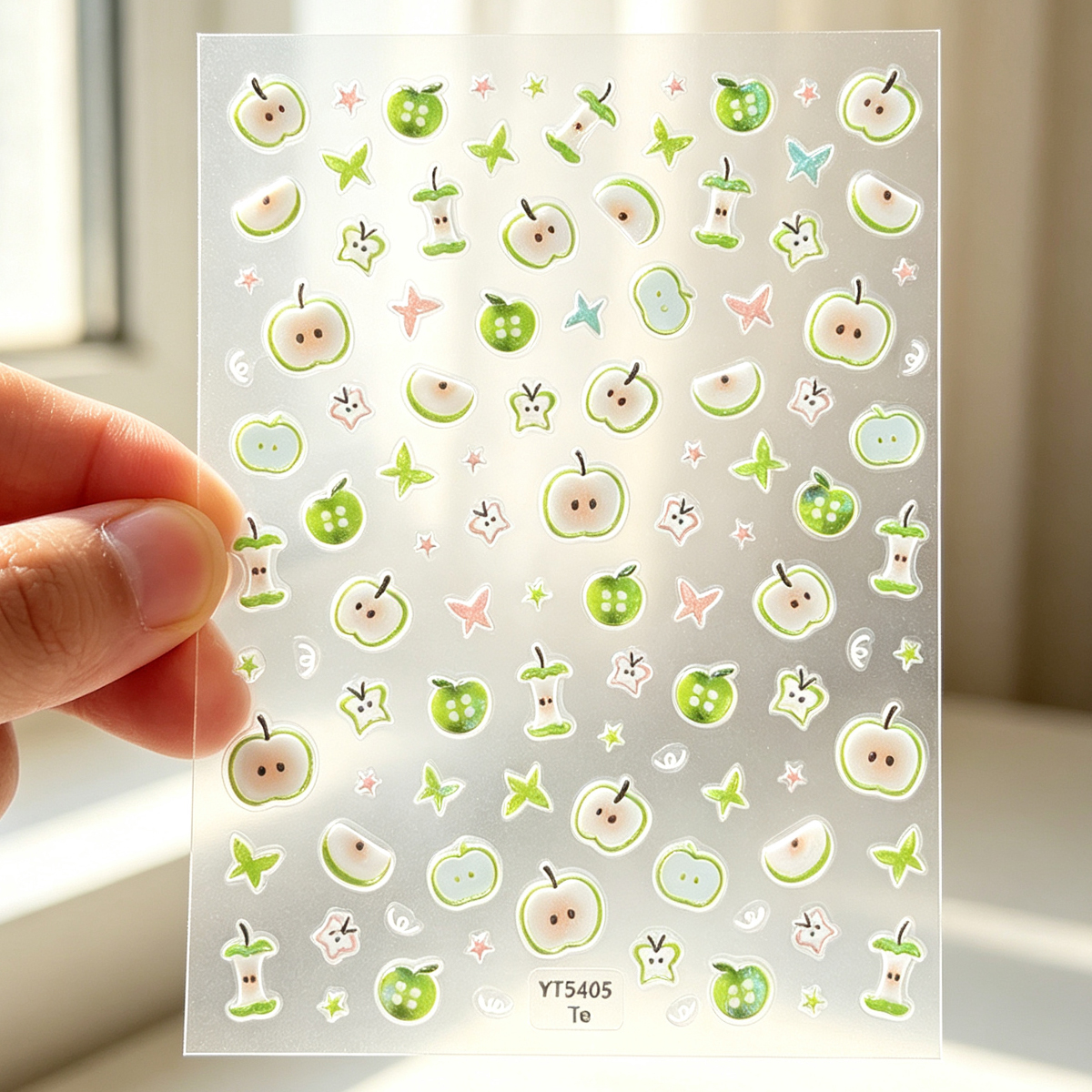 New kids fun green apple elements nails tridimensionales pegatinas frescura fruta viento emboss uñas decorativas stickers