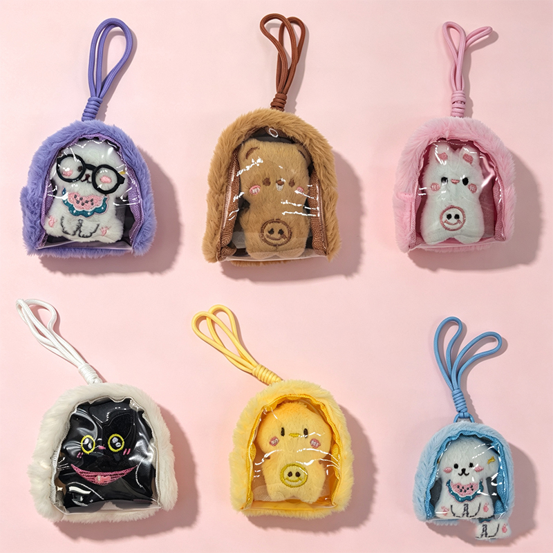 Sanlio Japanese bear plush coin purges, cute student storage keychains, cartoon trinkets, three-dimensional wholesale, colorful plush toy storage bags, corduroy tote bags, wedding candy bags, velvet packaging bags, cute shopping bags