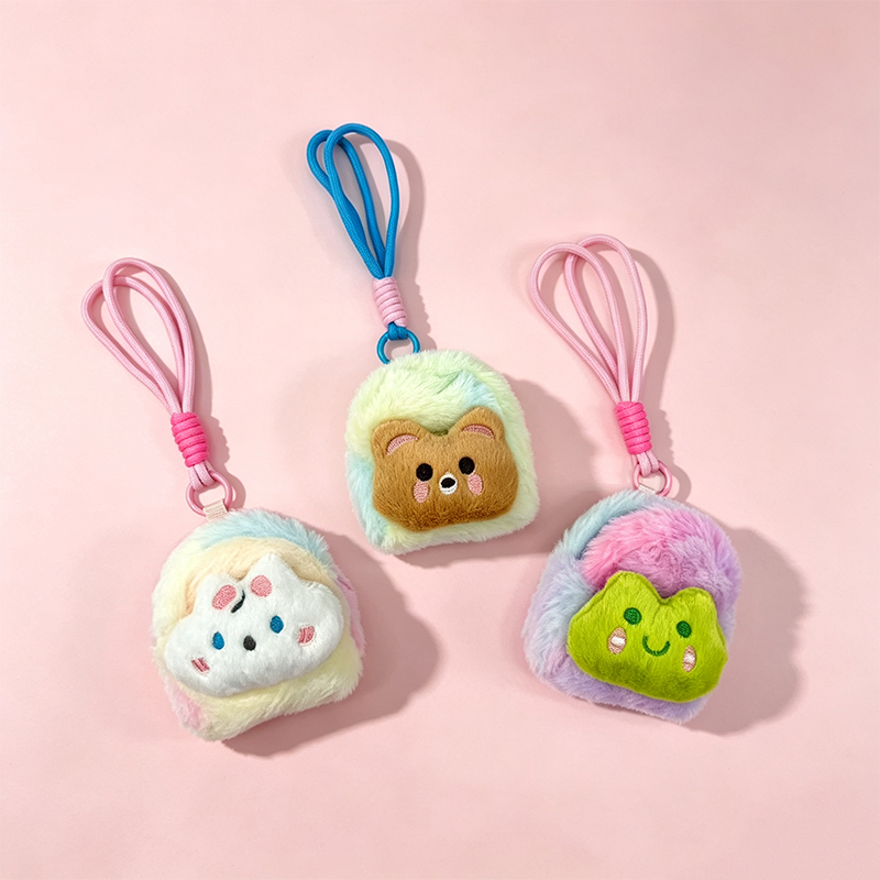 Cute cartoon plush tie-dyed cloud doll pendant, hanging decoration, backpack keychain, schoolbag decoration, children's coin purse, colorful rabbit fur round bag pendant, plush doll keychain, little rabbit doll hanging decoration, trendy accessories