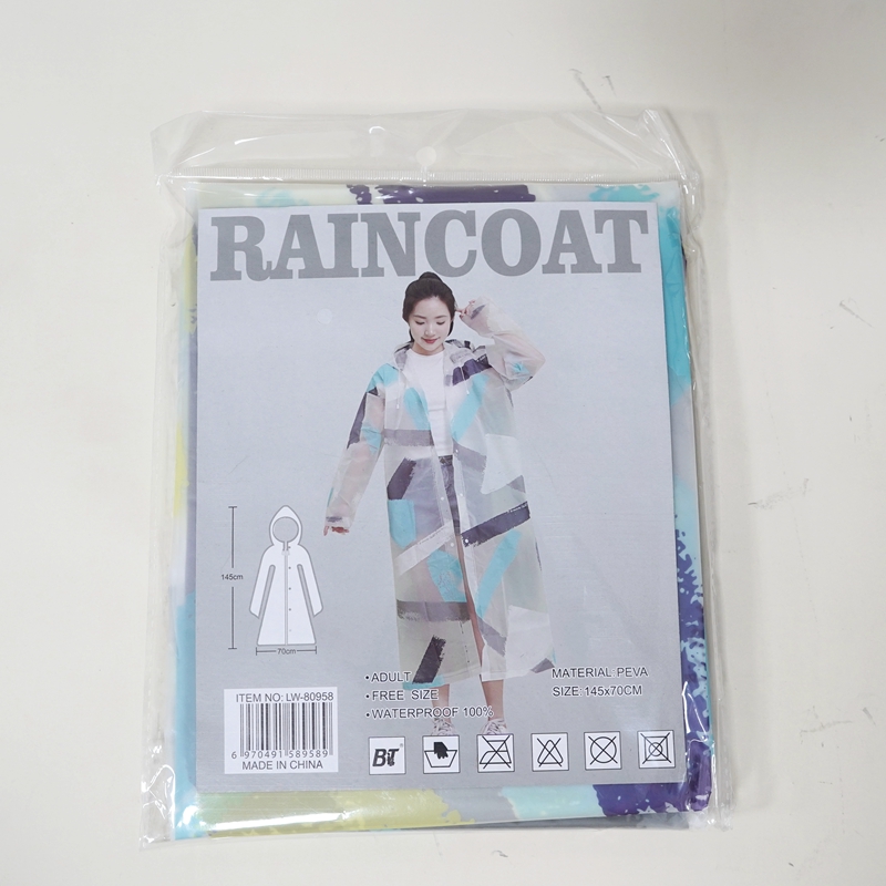 Li Wang Factory Direct sales, trendy and fashionable EVA adult button raincoats in patchwork colors, a must-have for outdoor travel