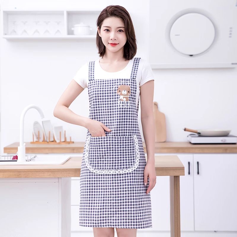 Nuevo estilo oso correa delantal cocina respirable hogar encaje alrededor cocina resistente a la suciedad aire para el trabajo ropa de trabajo