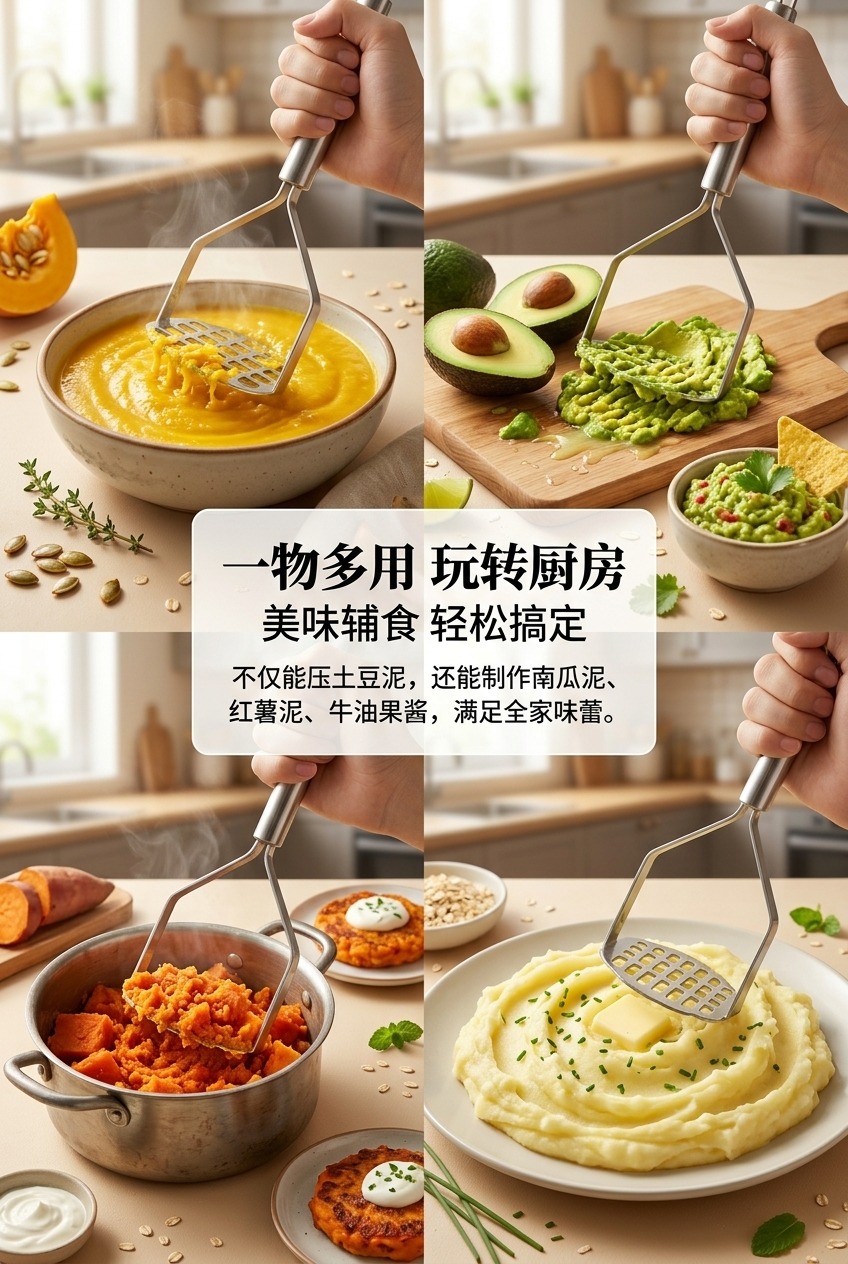 多功能手动料理机不锈钢压泥器蒜泥搅蒜机食品破壁搅拌机厨房必备工具详情7