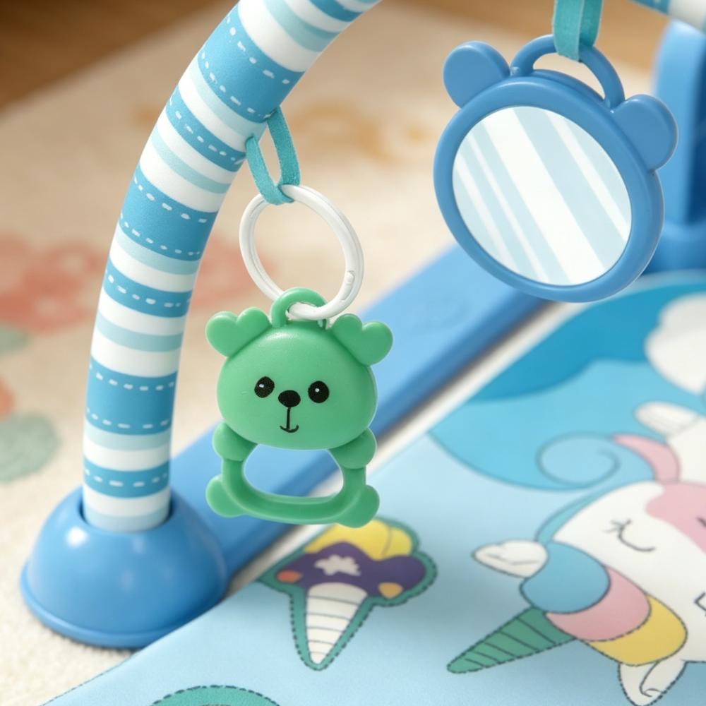 TinkerTot baby fitness frame, pedal piano, climbing mat, handmade toy, blue unicorn striped arched design, multi-functional crawling training equipment Item Picture