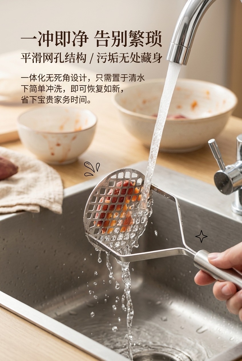 不锈钢压泥器带网格长柄厨房工具土豆泥搅拌器土豆土豆泥制作用品详情7