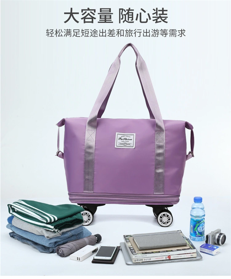290 travel bag, large-capacity three-layer expandable long and short distance delivery bag, waterproof dry and wet separation detachable universal wheel luggage bag detail image 13
