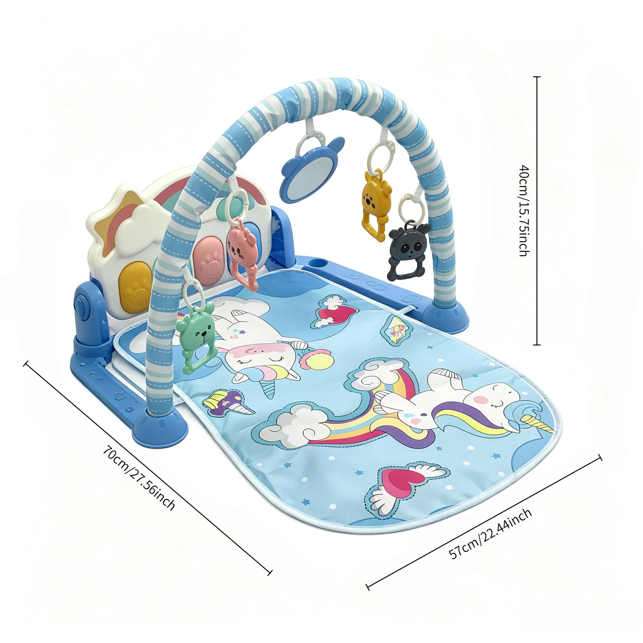 TinkerTot baby fitness frame, pedal piano, climbing mat, handmade toy, blue unicorn striped arched design, multi-functional crawling training equipment details Picture