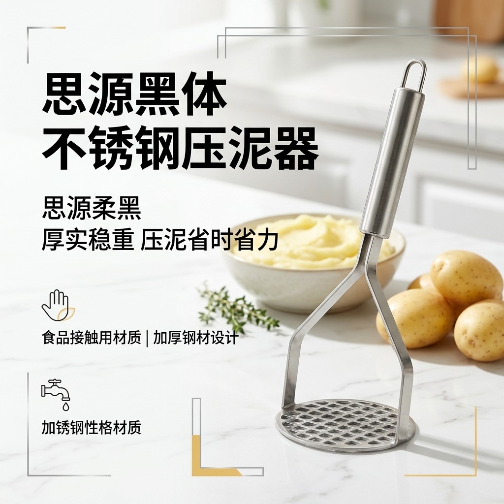 不锈钢压泥器带网格长柄厨房工具土豆泥搅拌器土豆土豆泥制作用品