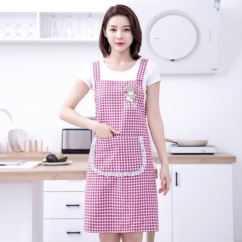 Nuevo estilo oso correa delantal cocina respirable hogar encaje alrededor cocina resistente a la suciedad aire para el trabajo ropa de trabajo details Picture