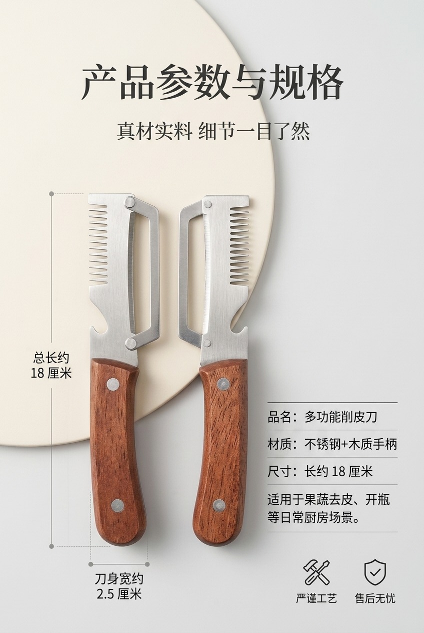 多功能不锈钢削皮刀厨房用品手动削皮器水果蔬菜刃口锋利实用耐用适合日常使用剔鳞详情10