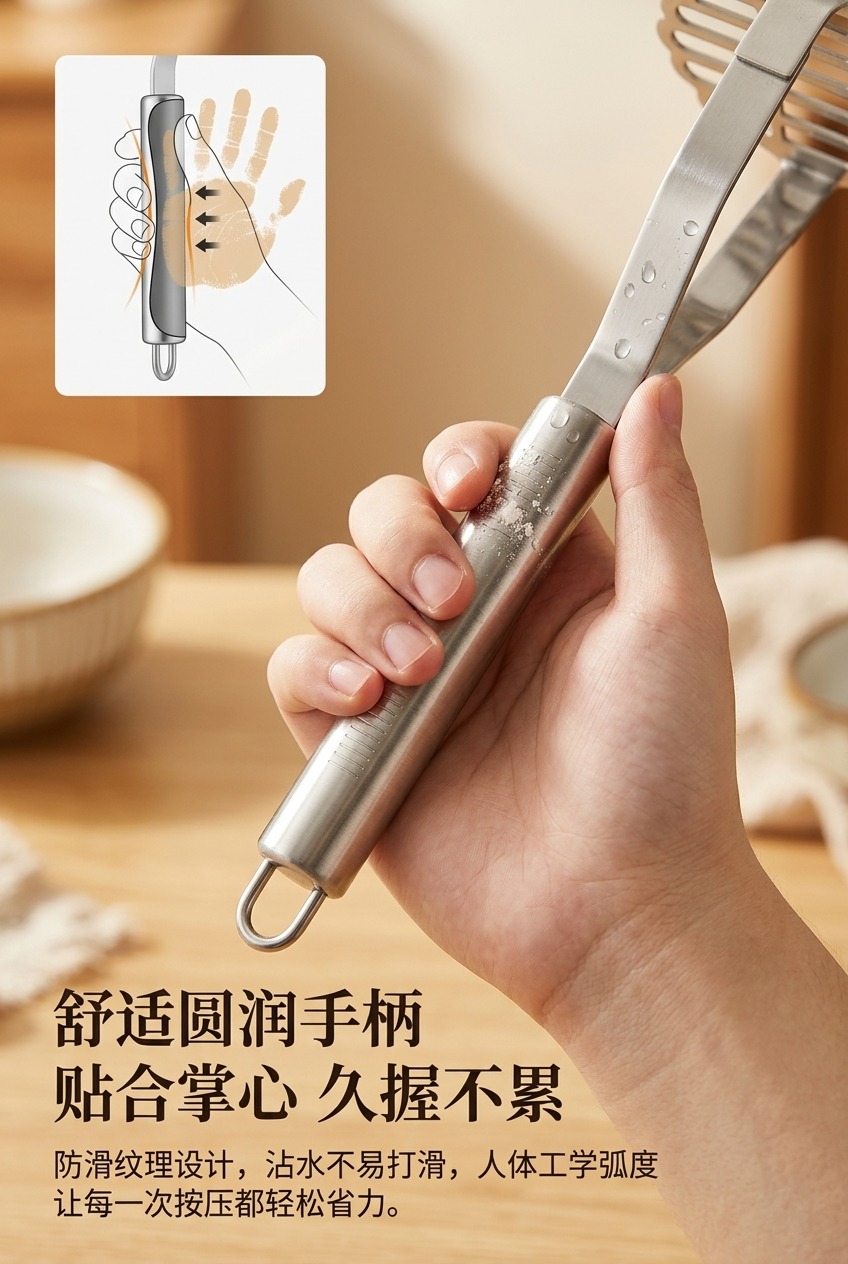 多功能手动料理机不锈钢压泥器蒜泥搅蒜机食品破壁搅拌机厨房必备工具详情5