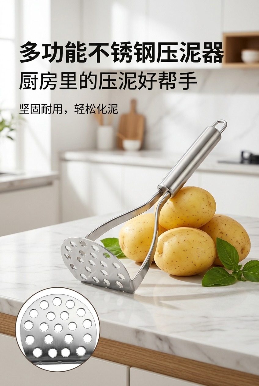 土豆泥压泥器儿童辅食薯压不锈钢捣泥器红薯捣碎器水果压泥器详情1